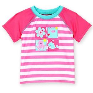 Baby Girls Healthtex Striped Rashguard Swim Top Shirt 3/6 6/12 12/18 18/24 m NWT
